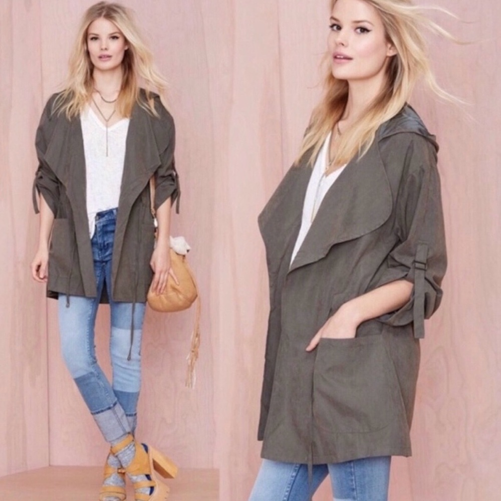 Lulus Audrey green hooded utility jacket, Size L